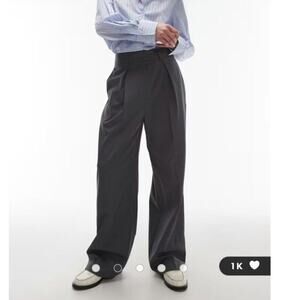 Topshop wide leg tailored pants in charcoal sz 8